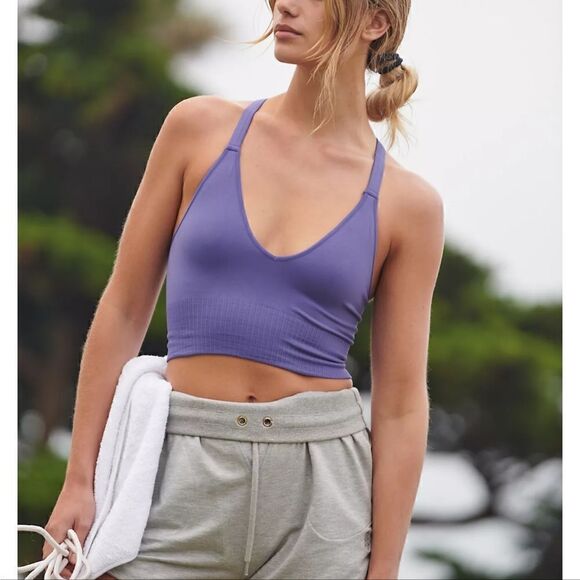 Free People Good Karma Cropped tank XS/S NWOT Blue/Purple - Picture 1 of 6